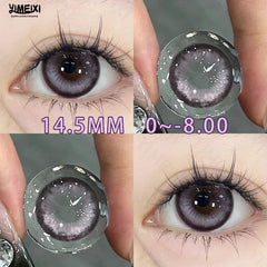 YICKYUE - New 2pcs Colored Contact Lense with Prescription Natural Purple Eye Lenses Women Makeup Color Lens Yearly Free Shipping