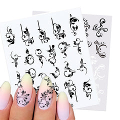 Harunouta 1pcs Nail Sticker Flower Water Transfer White Rose Necklace Lace Jewelry Nail Water Decal Black Wraps Tips