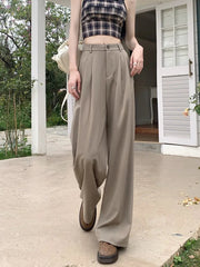 YICKYUE - S-XL 3Colors Korean Women Summer Casual Thin High Waist Suit Pants Female Wide Leg Long Trousers Womens
