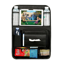 Car seat backrest multifunctional storage bag garbage bag with touch screen flat tissue box to protect children's auto parts