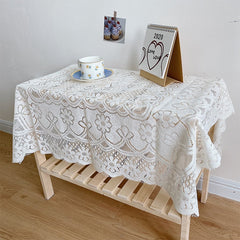 Korean Style Lace Tablecloth Room Coffee Shop Home Decoration Background Cloth Milk White Hanging Cloth Art Dining Mat
