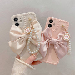 Phone Case For iphone 13 Cover Pearl Bracelet Bow For iPhone 12 11 13 Pro Max Mini X XR XS Max 6 S 7 8 Plus + Soft Phone Case