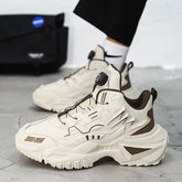 YICKYUE - Mech leather rotating buckle dad shoes, versatile and comfortable thick sole, shock-absorbing and anti slip, dad shoes for men