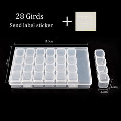 28/56/224 Slot Transparent Plastic Storage Box Diamond Painting Accessories Tool Nail Art Rhinestone Bead Storage Box