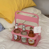 Pink Cute Beer Storage Rack Picnic Drink Rack Rack Camping Foldable Picnic Basket Shopping Basket Photo Props