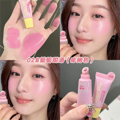 YICKYUE - Dule-use Blusher Cream Lipstick Matte Liquid Orange Peach Face Pigment Natural Lasting Cheek Tint Liquid Face Makeup