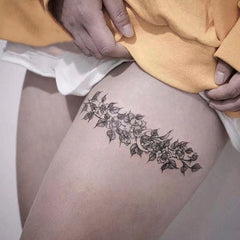 Waterproof Temporary Tattoo Rose Flower Leaf Moon Design Body Art Fake Tattoo Flash Tatto Hand Ring Leg Ring Female Male