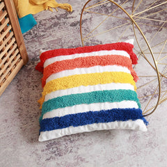 Yickyue New Nordic Throw Tufted Pillow Case Hand embroidery rainbow Office Sofa Car Cushion Cover retro fall decorations pillows cover