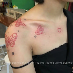 YICKYUE - Butterfly Tattoos Set Waterproof Fake Tattoo for Woman Wrist Clavicle Y2K Temporary Tattoos Simple Cute Cherry Tattoo Stickers