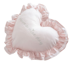 Ins Cotton Ruffled Heart Pillow Geometric Letter Embroidery Chair Cushion Home Sofa Bed Car Waist Pillow Decoration Wedding Gift