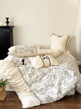 Yickyue Winter 100% Cotton Korean Princess Bedding Set Thickened Retro French Duvet Cover Sets Flower Bed Skirt Skin-friendly Fabrics