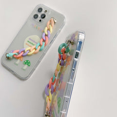 Cartoon mushroom silicone phone case bracelet cover diy 3d cute capa for iphone 11 12 mini pro max 7 8 plus x xr xs max conque