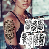 YICKYUE - 15Pcs/Pack Black Grey Flower/bird/ghost Women/snake Waterproof Temporary Tattoos Men Body Art Tatoo Sticker Fake Tattoo Sleeves