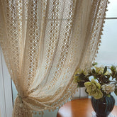 Yickyue pastoral hollow out lace crochet cotton thread weaving partition cortinas window curtain living room balcony bedroom LQ