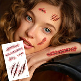YICKYUE - Disposable Tattoo Stickers Halloween Tattoo Stickers Scars Funny Terrifying Realistic Scar Simulation Stickers