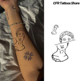 YICKYUE - Retro Temporary Tattoos Arm Waterproof Classical Sculpture Avatar Herbal Juice Tattoo Stickers Fake Tatto Punk Cheap Bodyart Y2K