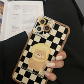 Bread bear lovely Plaid cute cartoon silicone soft phone case for iphone x xr xsmax 12 mini 11 13 promax 7 8 plus se 2020 cover