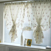 YICKYUE - Creamy White Romance Half Curtain Flounced Short Curtains Floral Window Drapes in Living Room Bedroom Room Divider Home Decor