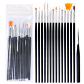 15Pcs Black Pink White Nail Art Brush Liner Dotting Fan Manicure Tool Set Draw Line Pen Painting Drawing Carving UV Gel Pen