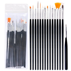 15Pcs Black Pink White Nail Art Brush Liner Dotting Fan Manicure Tool Set Draw Line Pen Painting Drawing Carving UV Gel Pen