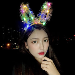 New luminous headband 4.2inch feather rabbit ears concert night toys and Children gifts Halloween hair hoopPlush glow toys