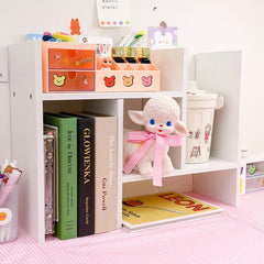 Ins Kawaii Desktop Bookshelf Simple Shelf Combination Cabinet Multifunctional Student Simple Dormitory Storage Rack Pink