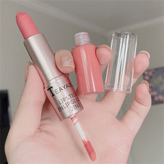 YICKYUE - Double-Headed Sexy Red Mist Face Matte Waterproof Nude Velvet Glossy Lip Gloss 12 Colors Lasting Women's Fashion Makeup Cosmetic