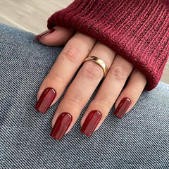 YICKYUE - 24pcs/pack burgundy square nails, press on nails, beautiful nails, artificial fake nails, y2k girls, red nails for women girls