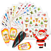 Xmas Winter Water Nail Stickers Christmas Cartoon Santas Snowman Decals New Year Nails Art Manicure Decoration Tips