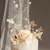 Wedding Cake Crown Topper Cake Decoration Ornate Wrought Iron Butterfly Wreath Ornaments Pearl Crystal Crown Birthday Dress Up