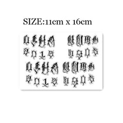 Waterproof Temporary Tattoo Sticker Black Gothic Alphabet Design Body Art Fake Tattoo Flash Tattoo Finger Female Male