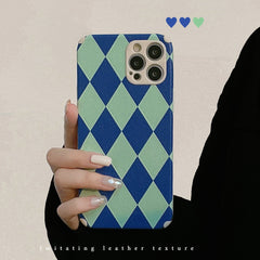 Diamond lattice soft silicone leather soft silicone phone case for iphone 7 8 plus 11 12 13 mini pro max xsmax x xr shockproof