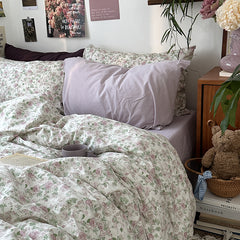 YICKYUE - ins 100% Cotton Bedding Set French Style Princess Duvet Cover Bedclothes Bedspread Pillowcases Flat Sheets Soft Comforter Sets