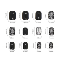24PCS Fake Nails Press On Short Black Nail Tips Rhinestones Design Full Coverage Artificial Nail Wholesale Nail Free Shipping