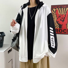 YICKYUE - Autumn Winter Versatile Sports Hoodie Casual Men Loose Tess Sporty Cool Boys Soft Preppy Style School Student Print Stripes