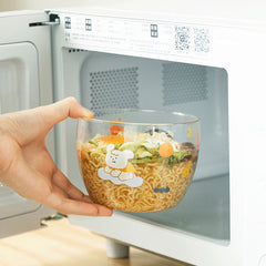800ml Cartoon Glass Seal Fresh-keeping Box With Lid Fruit Salad Instant Noodle Bowl Office School Lunch Box Microwave Safe