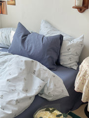 YICKYUE - Korean Style Floral Cotton Bedding Set - 4PC Romantic Duvet Cover & Pillowcases | Ins Aesthetic