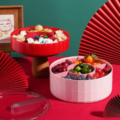 5 Compartment Candy Storage Box Fruit Nuts Tray with Lid Snacks Organizer Food Container for 2022 Chinese New Year Decor
