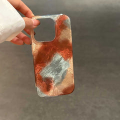 YICKYUE - Motting Gradient Blue Orange Shiny Glacier Cover For Iphone 16Pro 16 13 14 15 12 Pro Max 15Pro 14ProMax 13ProMax Phone Case