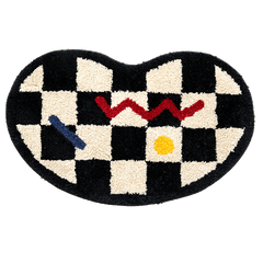 YICKYUE - Bathroom Rug Bean Shape Grid Mat Fluffy Entrance Carpet Area Floor Pad Doormat Tidy Aesthetic Home Room Decor Rugs