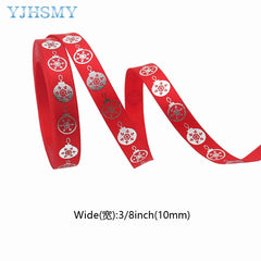 Yickyue Christmas Ribbon Grosgrain Satin Fabric Ribbons for Crafts Decoration Holiday Box Gift Wrapping and Sewing 5 Yards