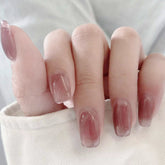 YICKYUE 24 pieces of nail art stickers Finished nail stickers False Nails Long Nails Plum Powder Simple solid colors