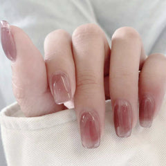 YICKYUE 24 pieces of nail art stickers Finished nail stickers False Nails Long Nails Plum Powder Simple solid colors