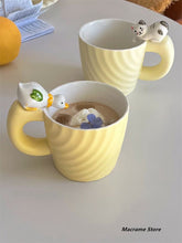 YICKYUE - Simple Matte Ceramic Water Cup, Ins Cute Duckling, Decorative Gift Cup, Home Breakfast Milk Mug with Handle, Coffee Cup
