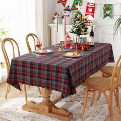 Cilected Nordic Christmas Red and Green Plaid Tablecloth Home Hotel Polyester Cotton New Year Decoration Tablecloth Cover Towel