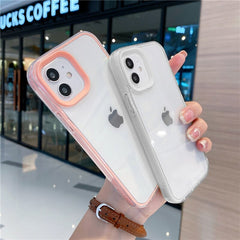 3 In 1 Solid Color Frame Clear Case For iPhone 11 12 13 Pro Max XR X XS 7 8 Plus SE 2 Transparent Silicone Shockproof Soft Cover