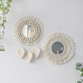 Round Macrame Mirror Decorative Wall Mirrors Boho Home Decor Wall Hanging For Living Room Decoration Bedroom Baby Nursery Gift