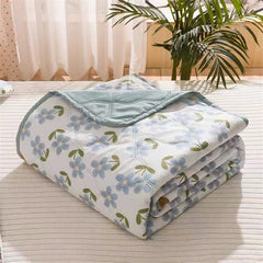 Yickyue Korean Simple Thin Blanket Washed Cotton Quilted Bedspread Machine Washable Fashion Soft Summer Quilt Double King Size