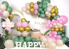 YICKYUE - 140PCS Sage Green Pink Balloon Arch Garland Kit Boho Girl Woodland Baby Shower Wedding Jungle Safari Birthday Party Decoration