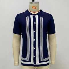Hearujoy Summer Striped Sweater Men Newest Knit Poloshirt Business Casual Cardigan Tees Streetwear Tshirt Top Ice Silk Fabric Polo Blouse
